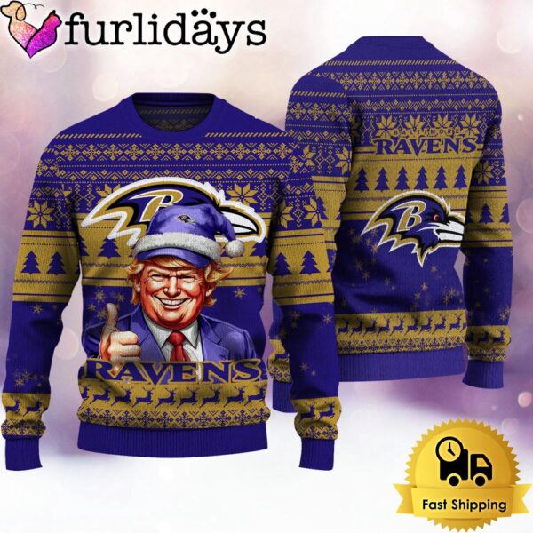 NFL Baltimore Ravens Donald Trump Ugly Christmas Sweater