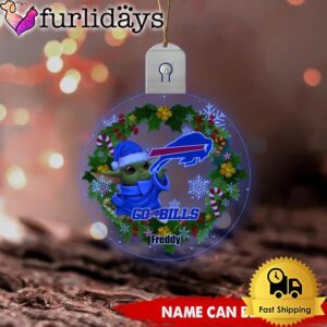 NFL Buffalo Bills Baby Yoda Custom Circle Led Acrylic Ornament