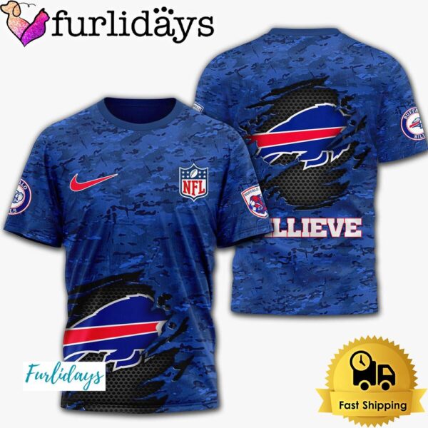 NFL Buffalo Bills Big Logo Blue Camo T Shirt