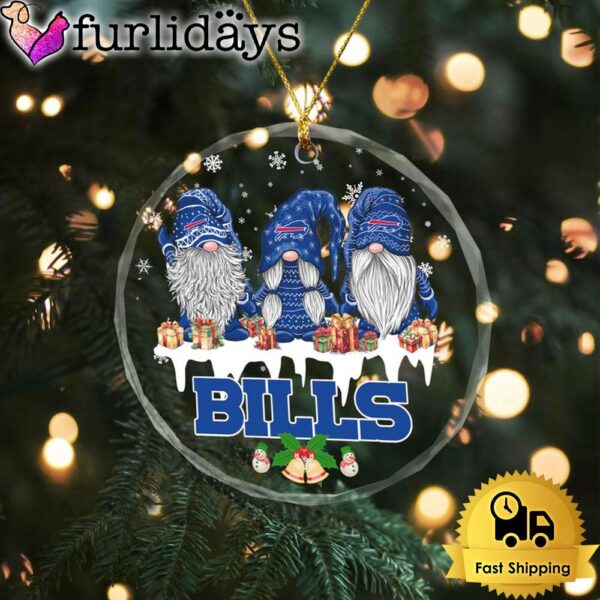 NFL Buffalo Bills Cute Dwarfs Christmas Crystal Glass Ornament