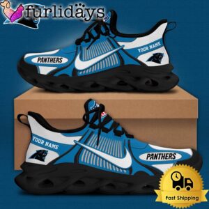 NFL Carolina Panthers Blue White Stripes Logo Custom Clunky Max Soul Shoes