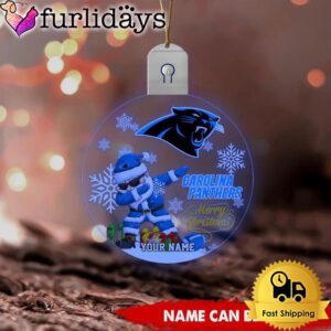 NFL Carolina Panthers Dabbing Santa Custom Circle Led Acrylic Ornament