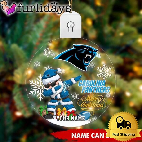 NFL Carolina Panthers Dabbing Santa Custom Circle Led Acrylic Ornament