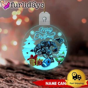 NFL Carolina Panthers Rushing Panther Custom Circle Led Acrylic Ornament