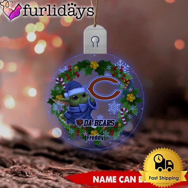 NFL Chicago Bears Baby Yoda Custom Circle Led Acrylic Ornament