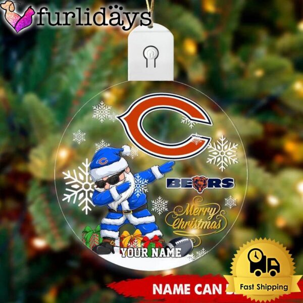 NFL Chicago Bears Dabbing Santa Custom Circle Led Acrylic Ornament