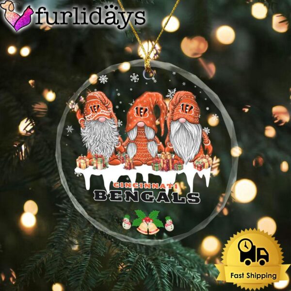 NFL Cincinnati Bengals Cute Dwarfs Christmas Crystal Glass Ornament