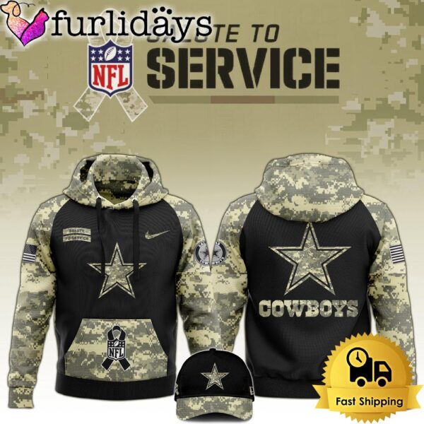 NFL Dallas Cowboys 2024 Salute to Service Club Black Camo Hoodie Best Veterans Day Gift