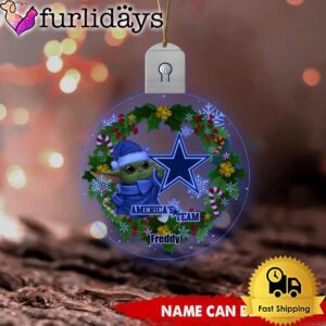 NFL Dallas Cowboys Baby Yoda Custom Circle Led Acrylic Ornament