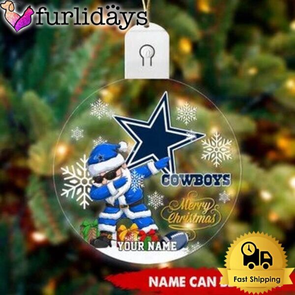 NFL Dallas Cowboys Dabbing Santa Custom Circle Led Acrylic Ornament