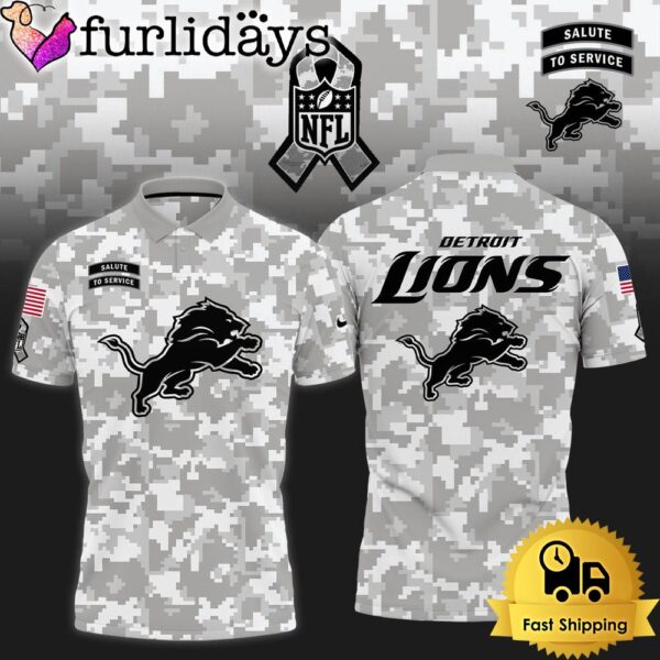 NFL Detroit Lions Camo 2024 Salute to Service Polo Shirt