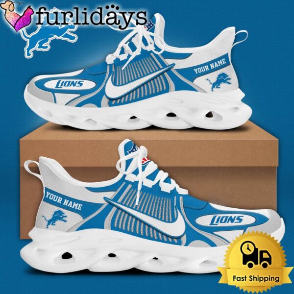 NFL Detroit Lions Positional Villain Blue White Stripes Logo Custom Clunky Max Soul Shoes