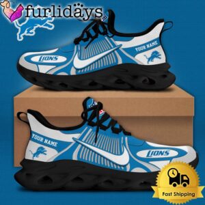 NFL Detroit Lions Positional Villain Blue White Stripes Logo Custom Clunky Max Soul Shoes