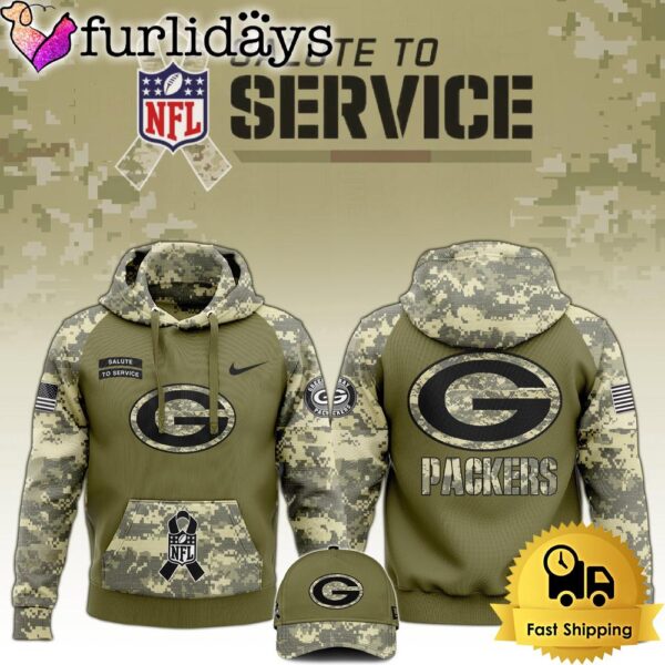 NFL Green Bay Packers 2024 Salute to Service Club Green Camo Hoodie Best Veterans Day Gift