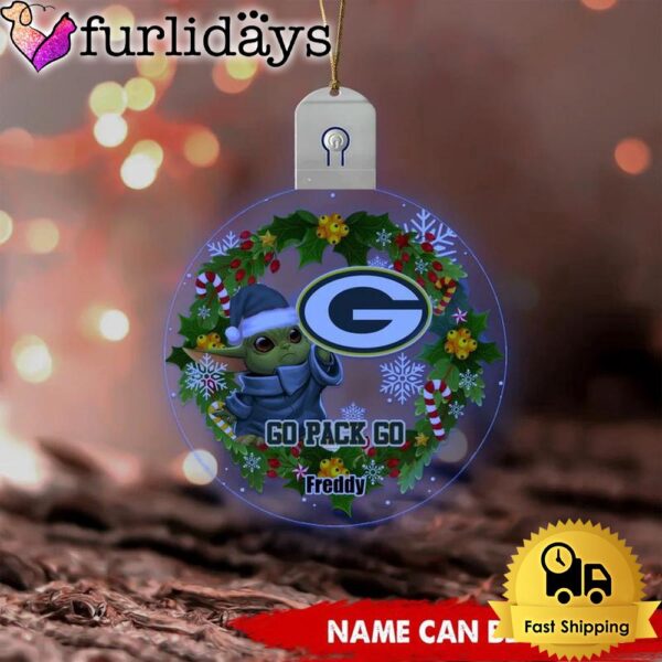 NFL Green Bay Packers Baby Yoda Custom Circle Led Acrylic Ornament