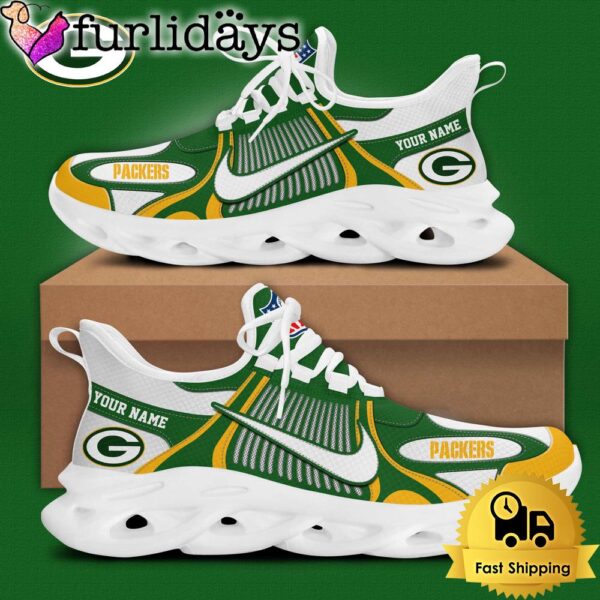 NFL Green Bay Packers Blue White Stripes Logo Custom Clunky Max Soul Shoes