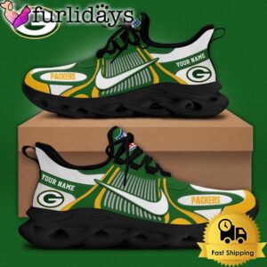 NFL Green Bay Packers Blue White Stripes Logo Custom Clunky Max Soul Shoes