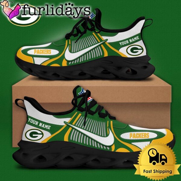 NFL Green Bay Packers Blue White Stripes Logo Custom Clunky Max Soul Shoes