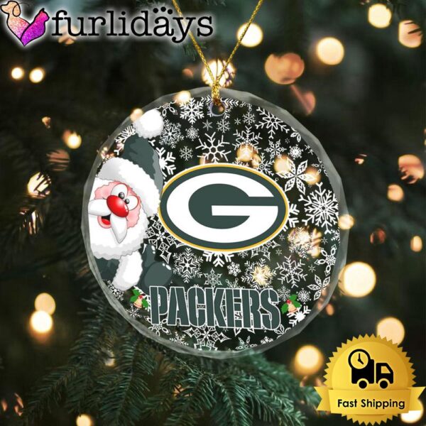 NFL Green Bay Packers Christmas Love Snow Crystal Glass Ornament