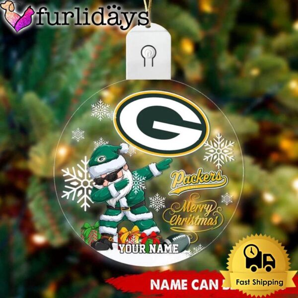 NFL Green Bay Packers Dabbing Santa Custom Circle Led Acrylic Ornament