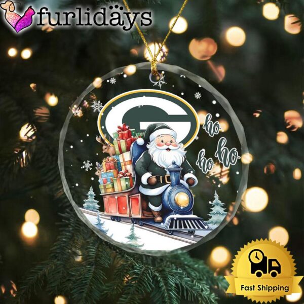 NFL Green Bay Packers Santa Is Coming Christmas Crystal Glass Ornament