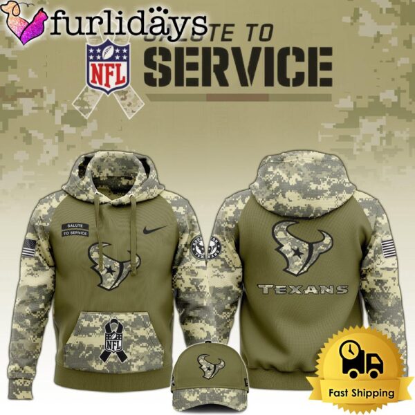 NFL Houston Texans 2024 Salute to Service Club Green Camo Hoodie Best Veterans Day Gift