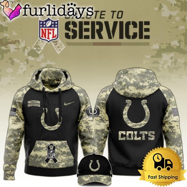 NFL Indianapolis Colts 2024 Salute to Service Club Black Camo Hoodie Best Veterans Day Gift