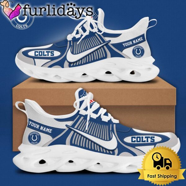 NFL Indianapolis Colts Blue White Stripes Logo Custom Clunky Max Soul Shoes