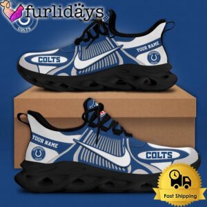 NFL Indianapolis Colts Blue White Stripes Logo Custom Clunky Max Soul Shoes