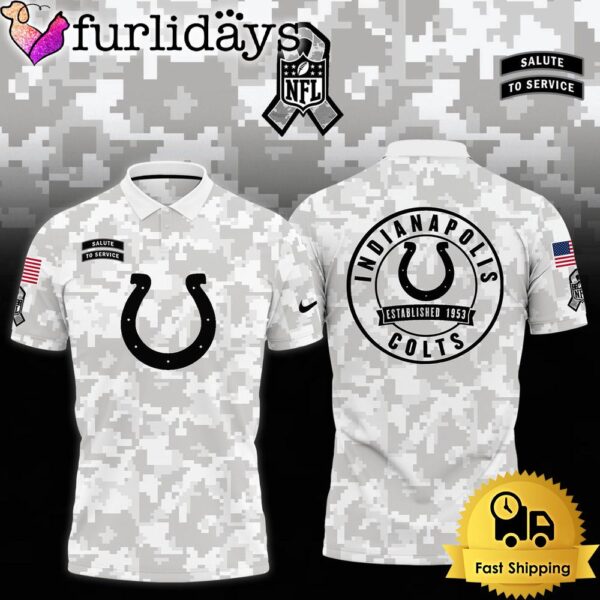 NFL Indianapolis Colts Camo 2024 Salute to Service Polo Shirt