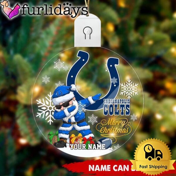 NFL Indianapolis Colts Dabbing Santa Custom Circle Led Acrylic Ornament