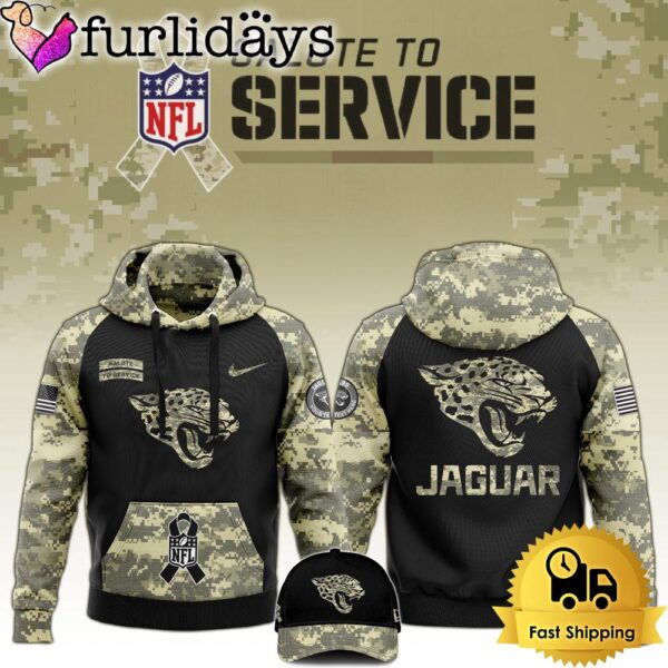 NFL Jacksonville Jaguars 2024 Salute to Service Club Black Camo Hoodie Best Veterans Day Gift