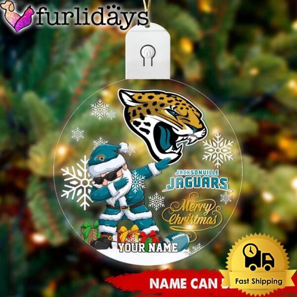 NFL Jacksonville Jaguars Dabbing Santa Custom Circle Led Acrylic Ornament