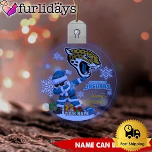 NFL Jacksonville Jaguars Dabbing Santa Custom Circle Led Acrylic Ornament