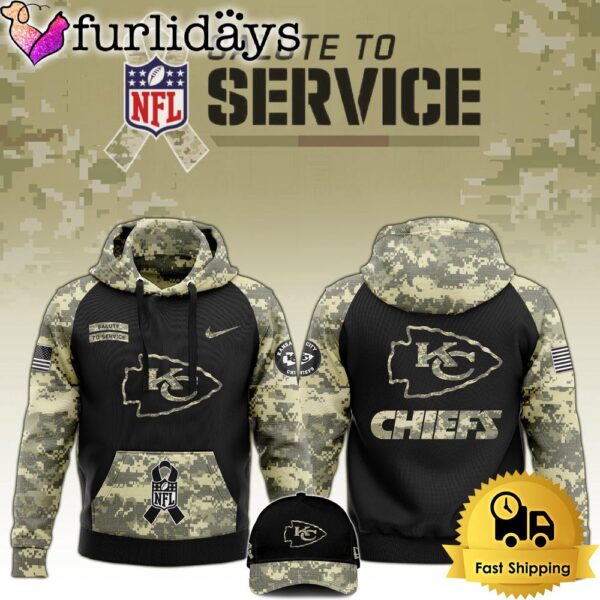 NFL Kansas City Chiefs 2024 Salute to Service Club Black Camo Hoodie Best Veterans Day Gift