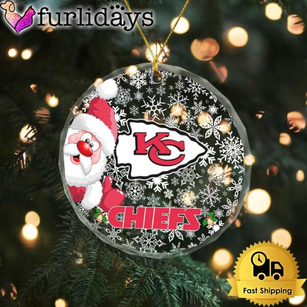 NFL Kansas City Chiefs Christmas Love Snow Crystal Glass Ornament