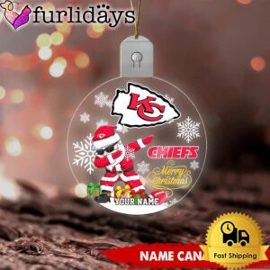 NFL Kansas City Chiefs Dabbing Santa Custom Circle Led Acrylic Ornament