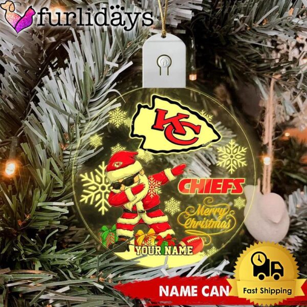 NFL Kansas City Chiefs Dabbing Santa Custom Circle Led Acrylic Ornament