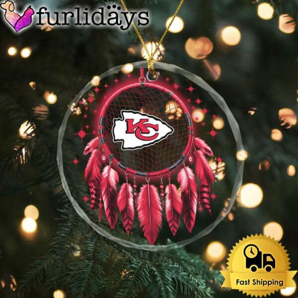 NFL Kansas City Chiefs Dreamcatcher Christmas Crystal Glass Ornament