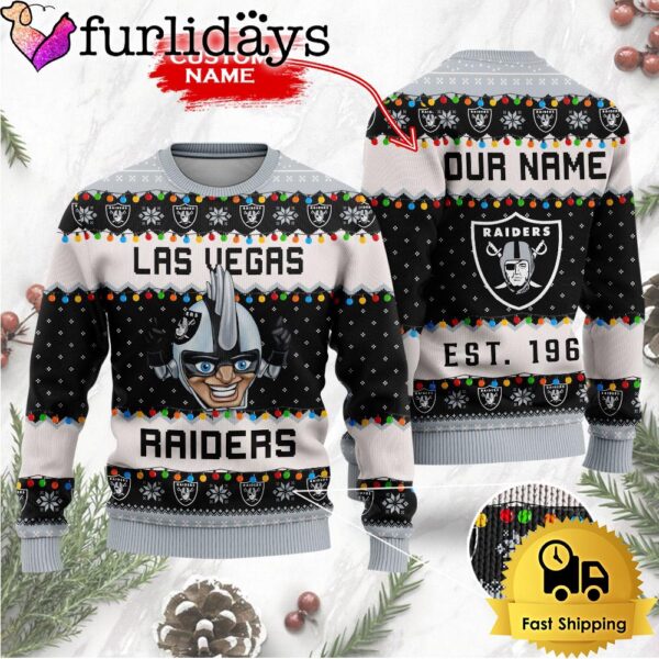 NFL Las Vegas Raiders Cute Mascot Custom Ugly Christmas Sweater