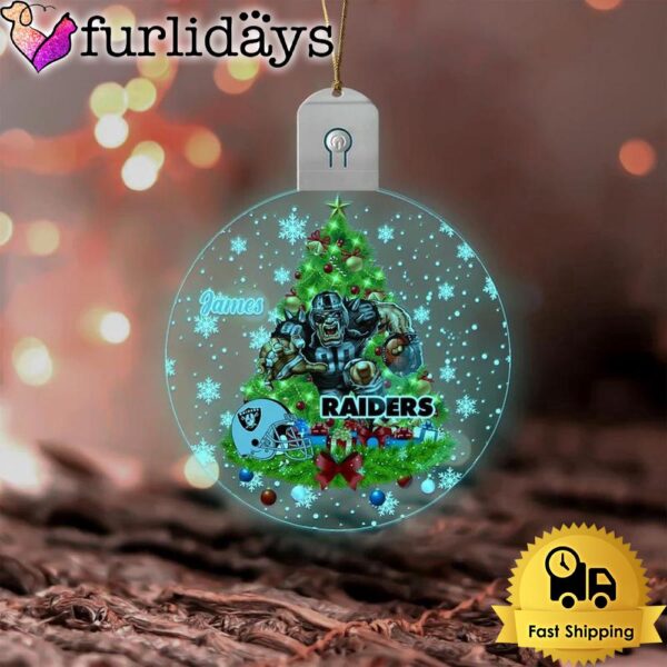 NFL Las Vegas Raiders Raging Warrior Custom Circle Led Acrylic Ornament