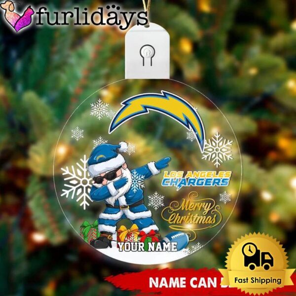 NFL Los Angeles Chargers Dabbing Santa Custom Circle Led Acrylic Ornament