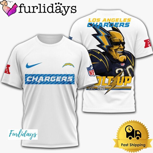 NFL Los Angeles Chargers Moscot Bolt Up White T Shirt