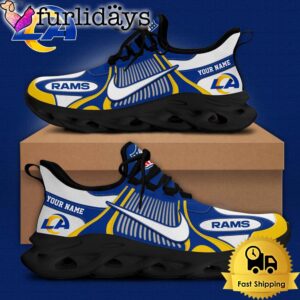 NFL Los Angeles Rams Blue White Stripes Logo Custom Clunky Max Soul Shoes