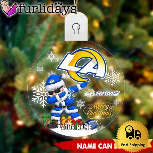 NFL Los Angeles Rams Dabbing Santa Custom Circle Led Acrylic Ornament