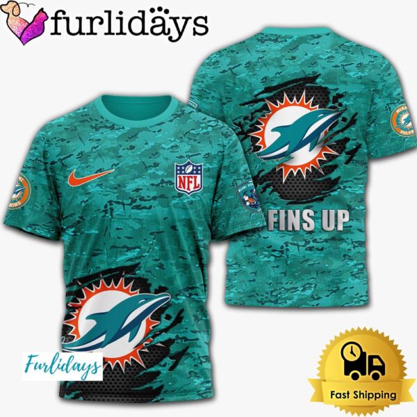 NFL Miami Dolphins Fins Up Camo T Shirt