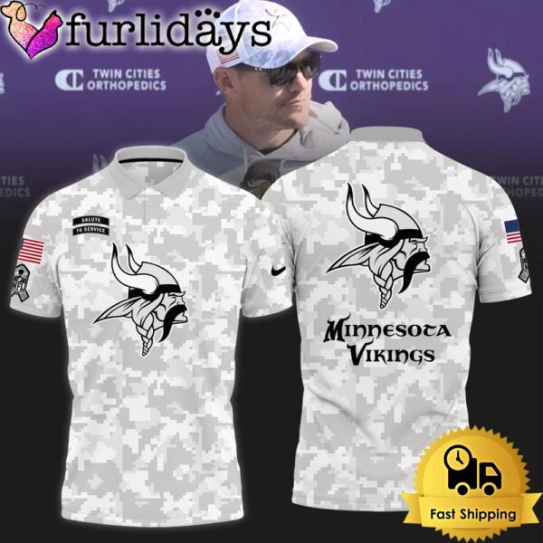 NFL Minnesota Vikings Camo 2024 Salute to Service Polo Shirt