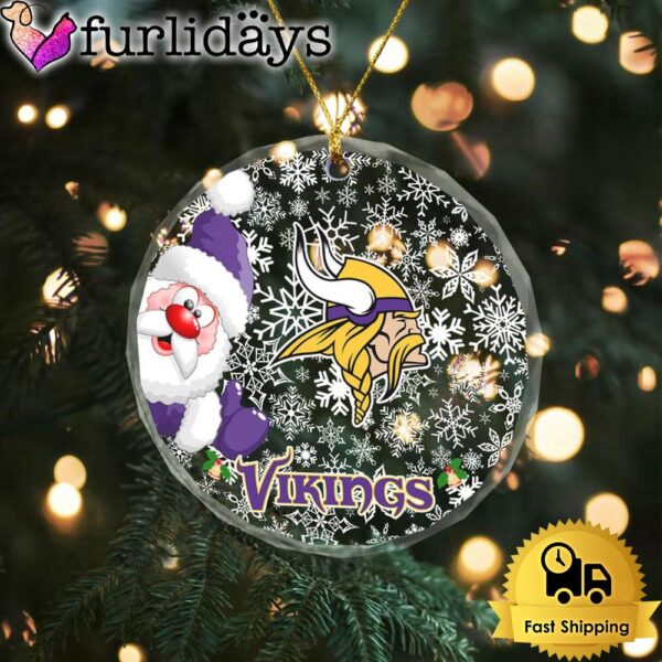 NFL Minnesota Vikings Christmas Love Snow Crystal Glass Ornament