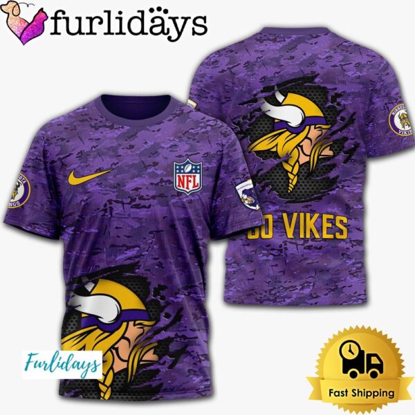 NFL Minnesota Vikings Go Vikes Camo T Shirt