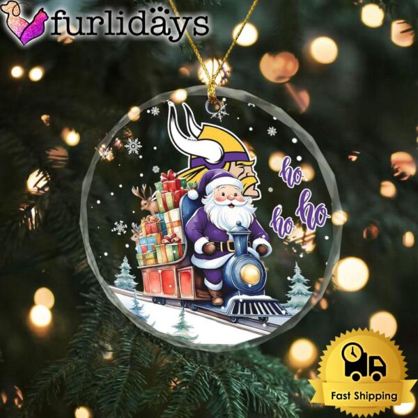 NFL Minnesota Vikings Santa Is Coming Christmas Crystal Glass Ornament